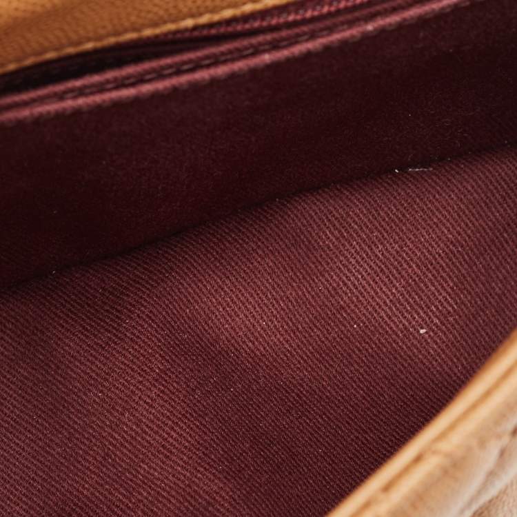 Pre Owned Chanel Brown Quilted Caviar Leather Mini Coco Top Handle Bag