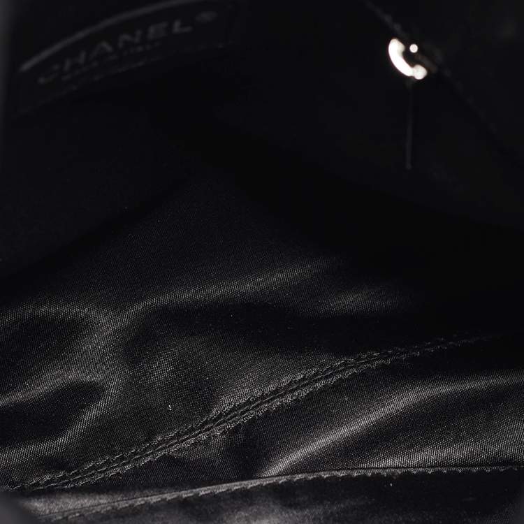 Pre Owned Chanel Black Quilted Leather Bijoux Ring Chain Hobo