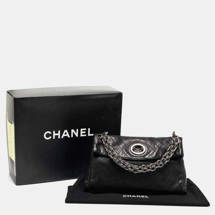 Pre Owned Chanel Black Quilted Leather Bijoux Ring Chain Hobo