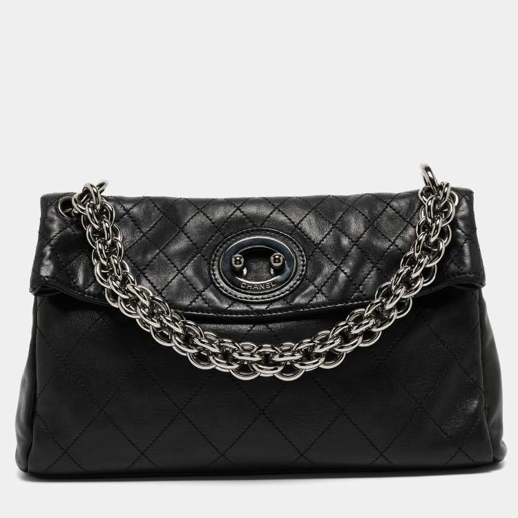 Chanel Black Quilted Leather Bijoux Ring Chain Hobo