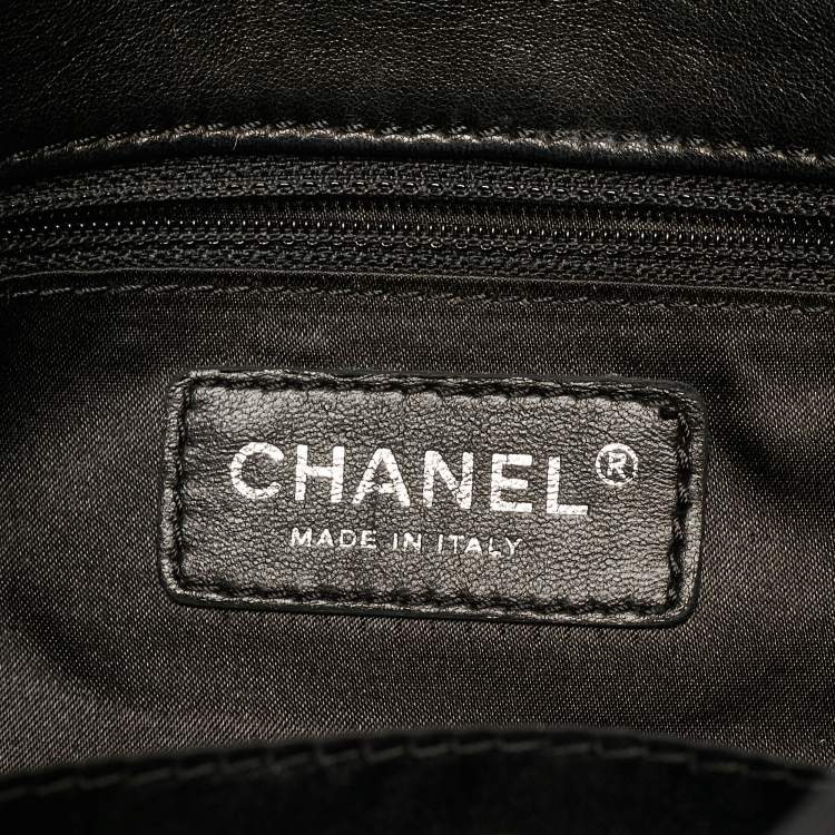 Pre Owned Chanel Black Quilted Leather Bijoux Ring Chain Hobo