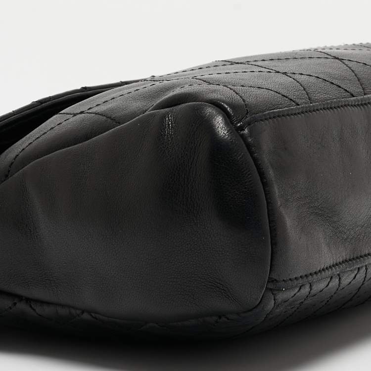 Pre Owned Chanel Black Quilted Leather Bijoux Ring Chain Hobo