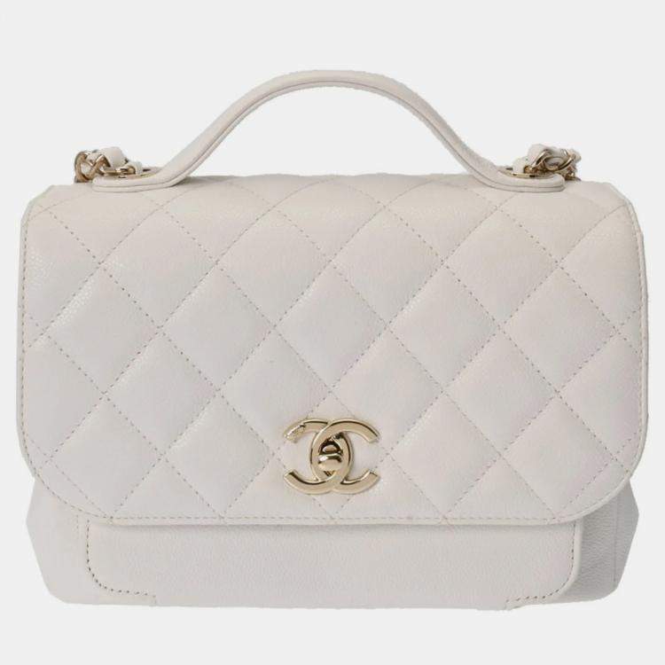 Chanel White Caviar Leather Medium Business Affinity Bag