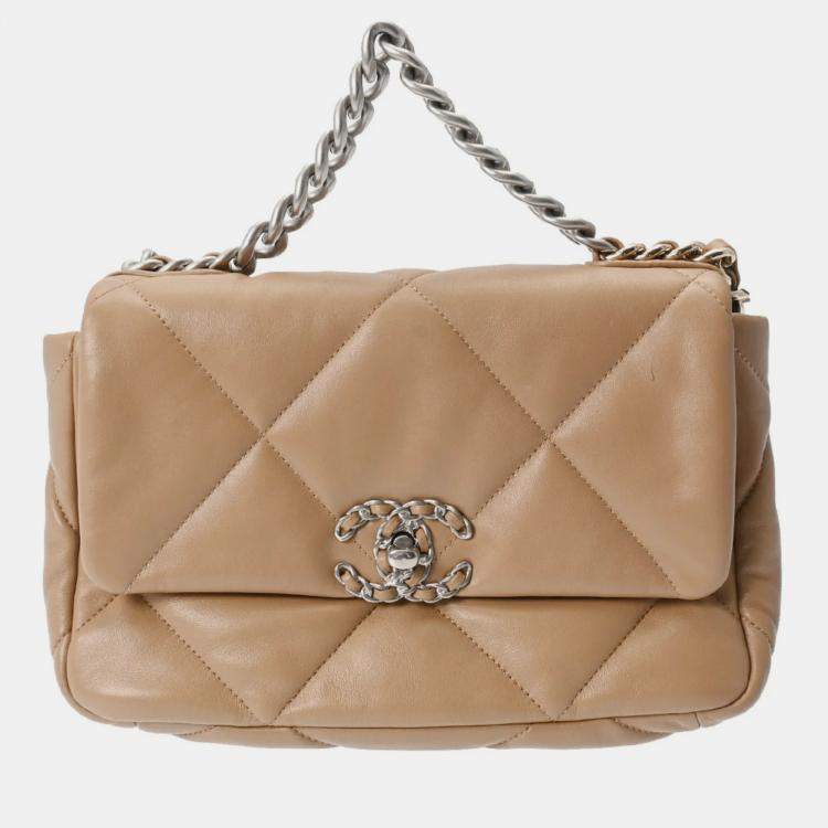 Chanel Beige Leather 19 Flap Bag