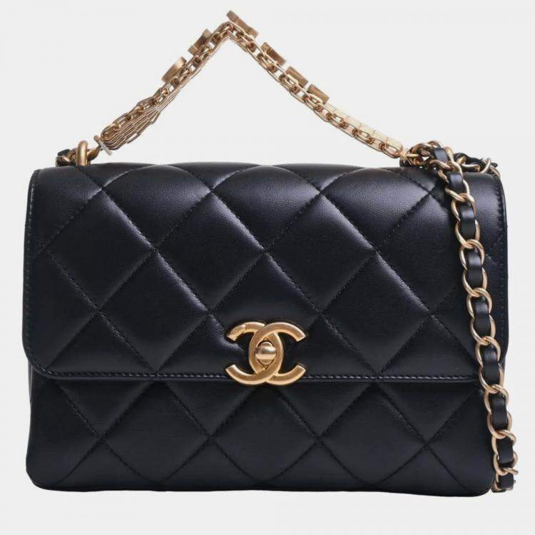 Chanel Big Matelasse Caviarskin Double flap Double chain bag Black  Gol｜ap059350｜ALLU UK｜The Home of Pre-Loved Luxury Fashion