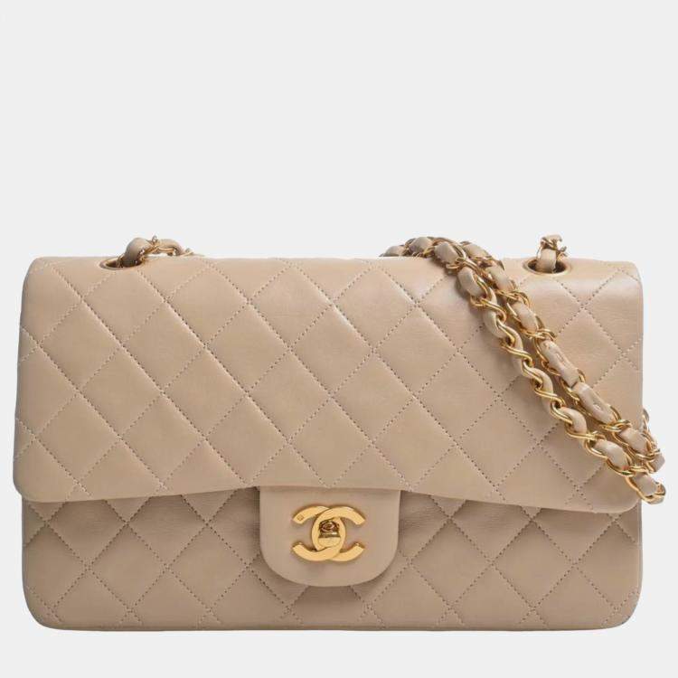 Chanel Beige Calfskin Leather Jumbo Classic Double Flap Bag