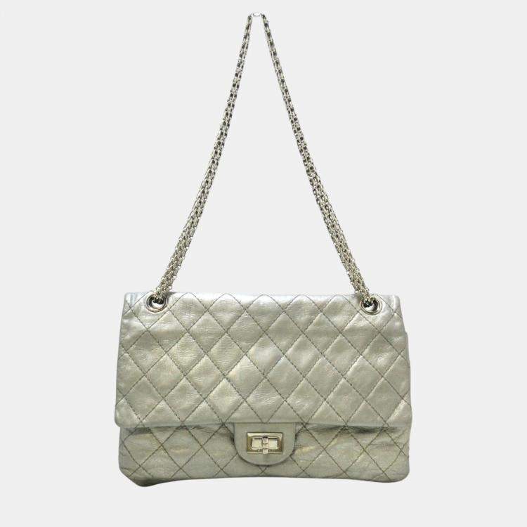 Chanel Silver Leather 2.55 shoulder Bag