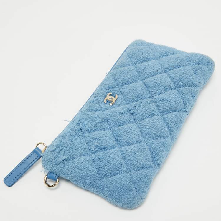 Pre Owned Chanel Light Blue Quilted Terry Cloth Coco Beach Shopper Tote