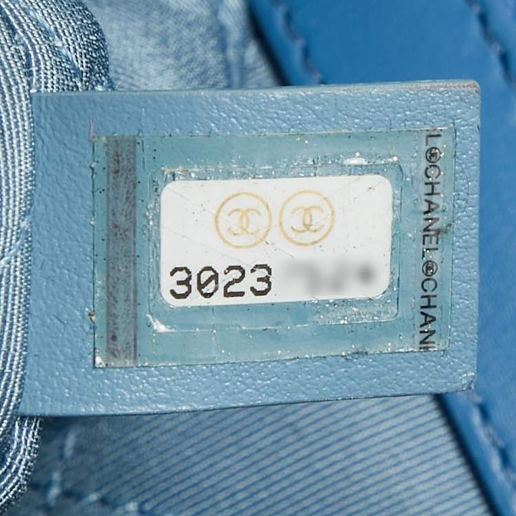 Pre Owned Chanel Light Blue Quilted Terry Cloth Coco Beach Shopper Tote