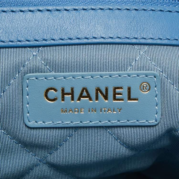 Pre Owned Chanel Light Blue Quilted Terry Cloth Coco Beach Shopper Tote
