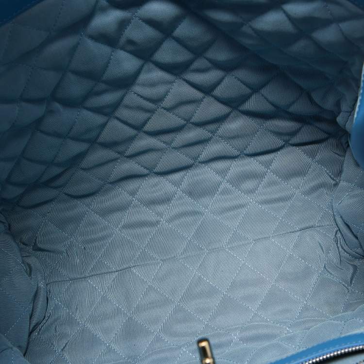Pre Owned Chanel Light Blue Quilted Terry Cloth Coco Beach Shopper Tote