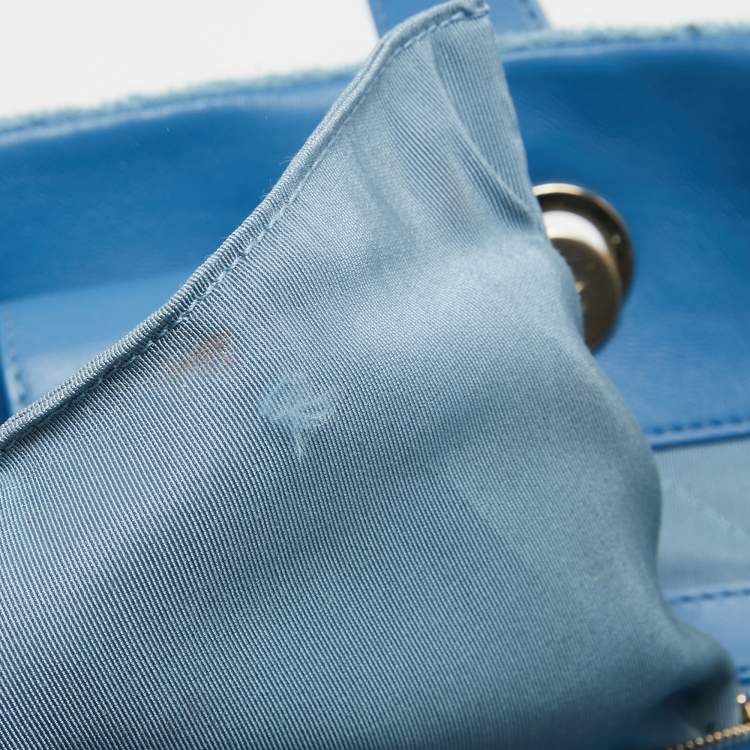 Pre Owned Chanel Light Blue Quilted Terry Cloth Coco Beach Shopper Tote
