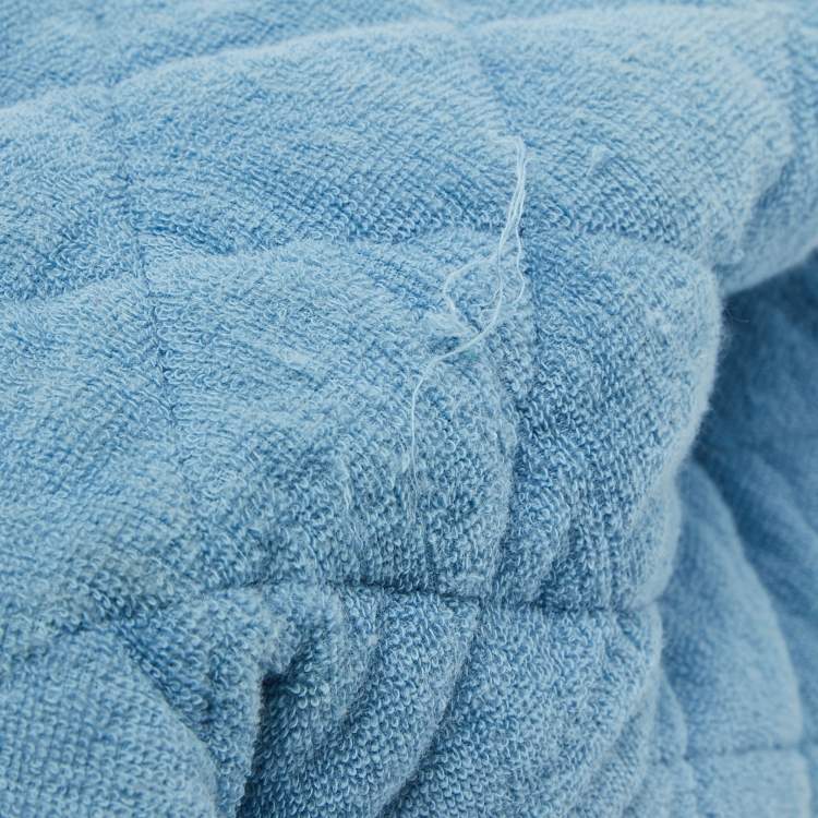 Pre Owned Chanel Light Blue Quilted Terry Cloth Coco Beach Shopper Tote