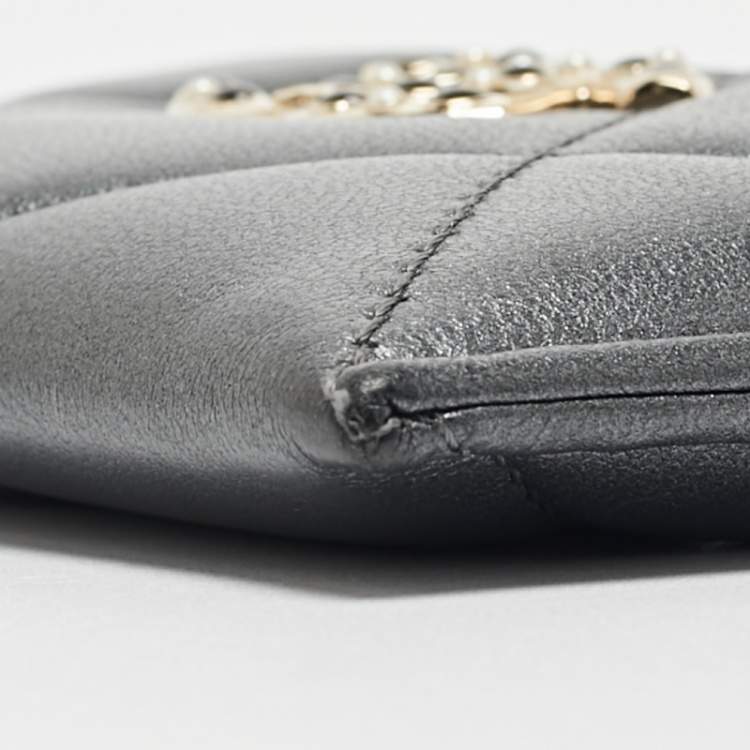 Pre Owned Chanel Grey Quilted Leather 19 Card Holder