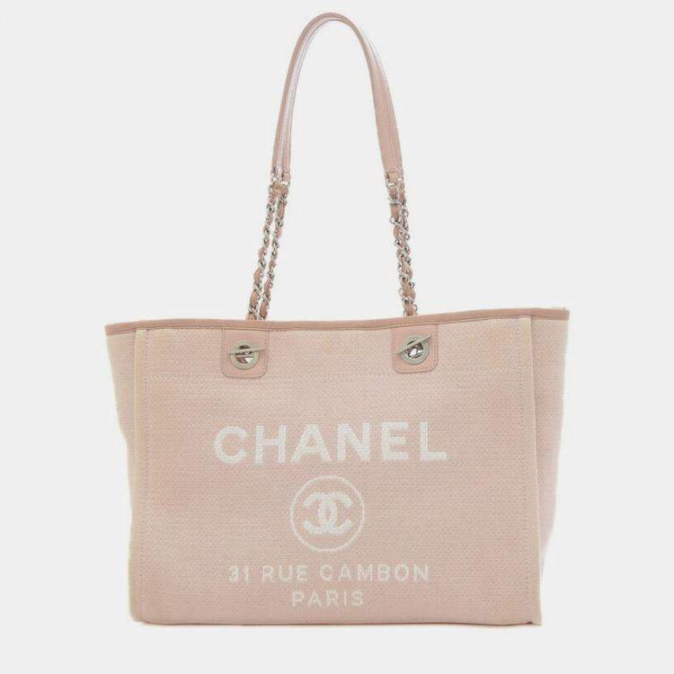 Chanel Pink Canvas Medium Deauville Totes