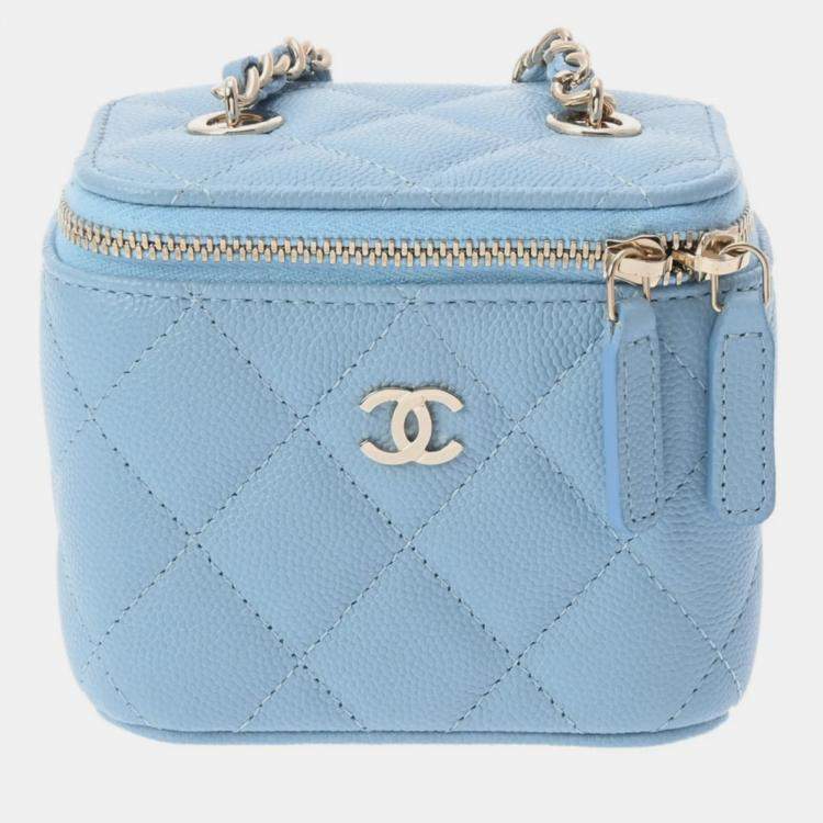 Chanel Blue Caviar Leather Pearl Crush Mini Vanity Case