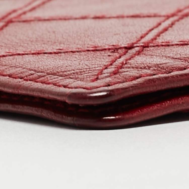 Pre Owned Chanel Red Quilted Leather Vintage Bifold Card Holder