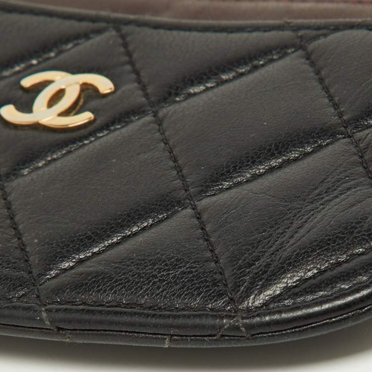 Pre Owned Chanel Black Quilted Leather Card Holder