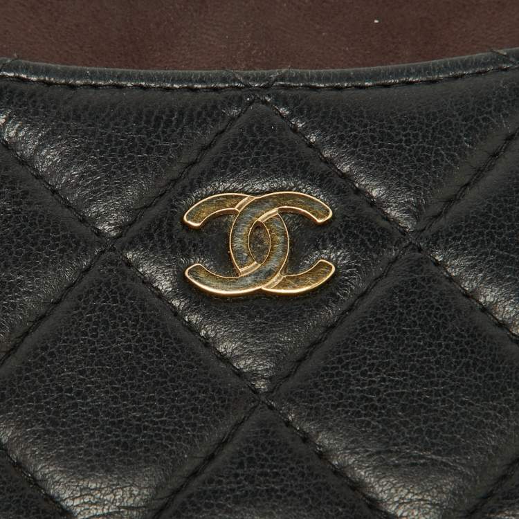 Pre Owned Chanel Black Quilted Leather Card Holder
