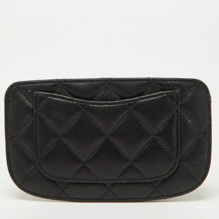 Pre Owned Chanel Black Quilted Leather Card Holder