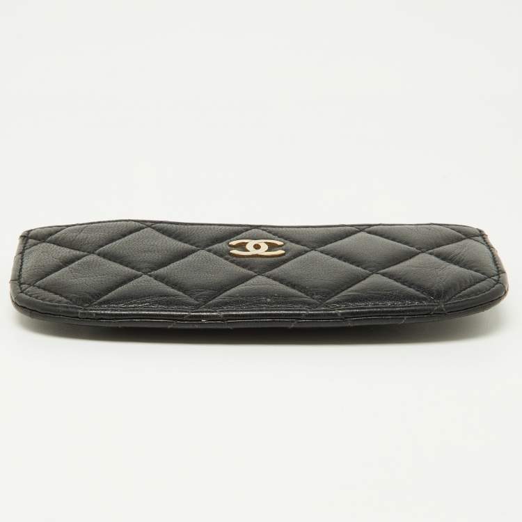 Pre Owned Chanel Black Quilted Leather Card Holder