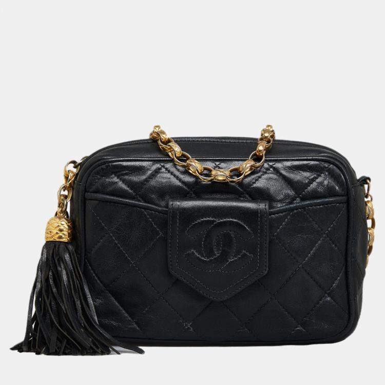 Chanel Black CC Matelasse Tassel Camera Bag