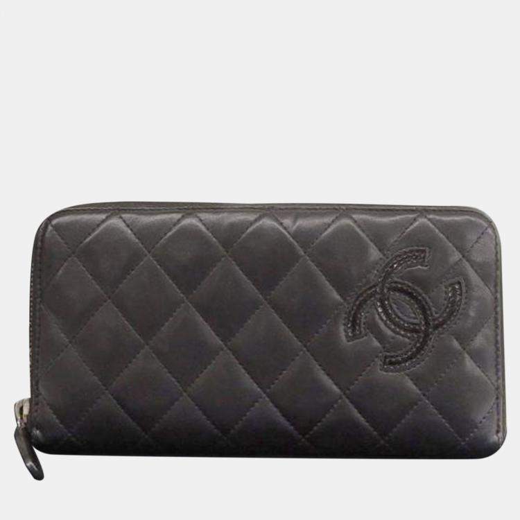 Chanel Black Leather CC Cambon Long Zipper Wallet