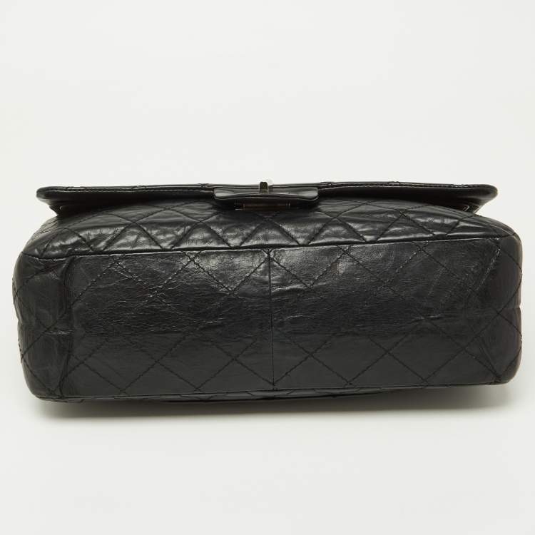 Pre Owned Chanel Black Quilted Aged Leather Reissue 2.55 Classic 227 Flap Bag