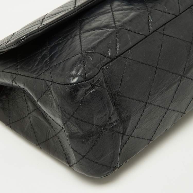 Pre Owned Chanel Black Quilted Aged Leather Reissue 2.55 Classic 227 Flap Bag