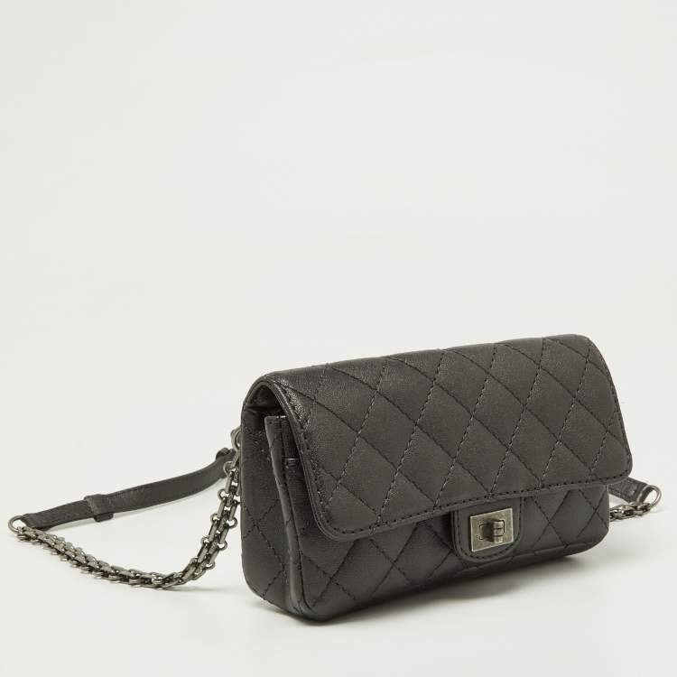 Pre Owned Chanel Grey Quilted Leather Reissue 2.55 Waist Belt Bag