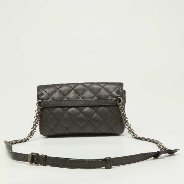 Pre Owned Chanel Grey Quilted Leather Reissue 2.55 Waist Belt Bag