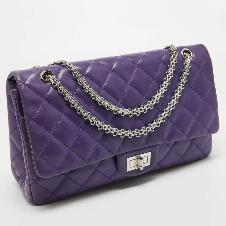 Pre Owned Chanel Purple Quilted Leather 227 Reissue 2.55 Flap Bag
