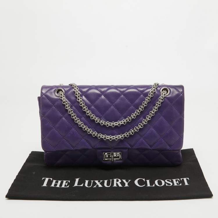 Pre Owned Chanel Purple Quilted Leather 227 Reissue 2.55 Flap Bag