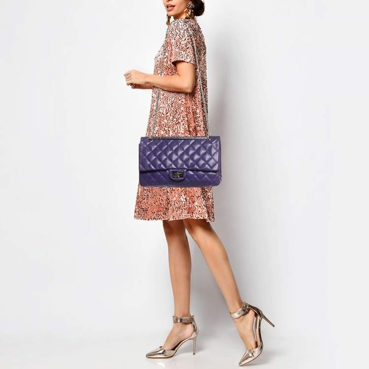 Pre Owned Chanel Purple Quilted Leather 227 Reissue 2.55 Flap Bag