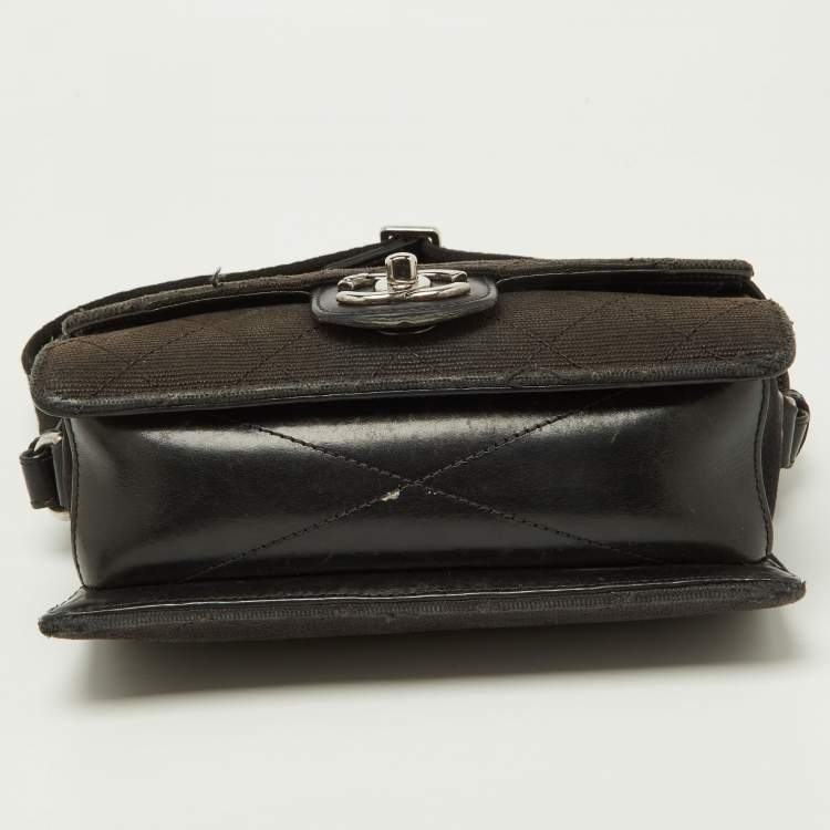 Pre Owned Chanel Black Quilted Canvas and Leather CC Flap Shoulder Bag