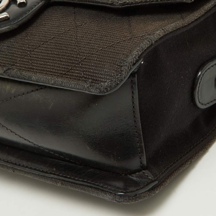 Pre Owned Chanel Black Quilted Canvas and Leather CC Flap Shoulder Bag