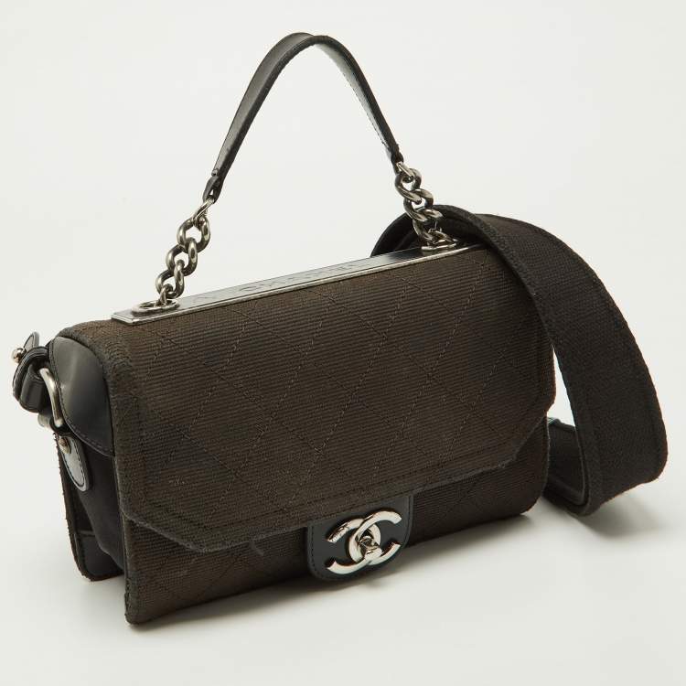 Pre Owned Chanel Black Quilted Canvas and Leather CC Flap Shoulder Bag