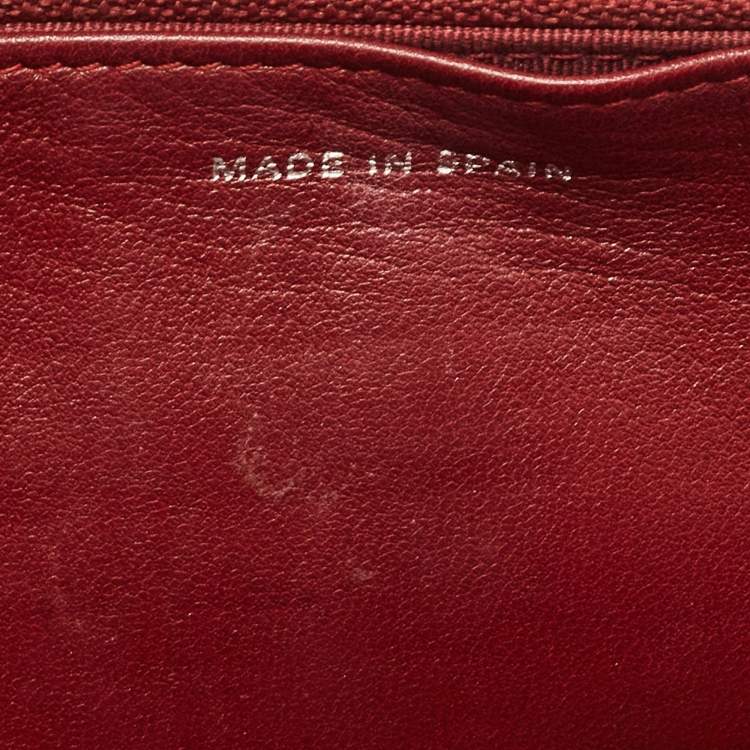 Pre Owned Chanel Burgundy Quilted Leather Classic Wallet on Chain 