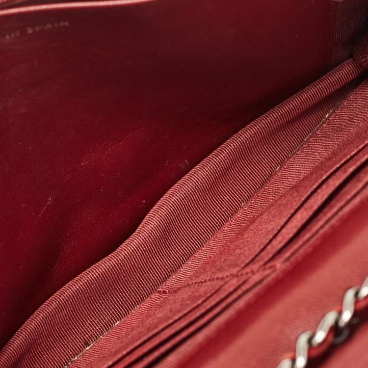 Pre Owned Chanel Burgundy Quilted Leather Classic Wallet on Chain 