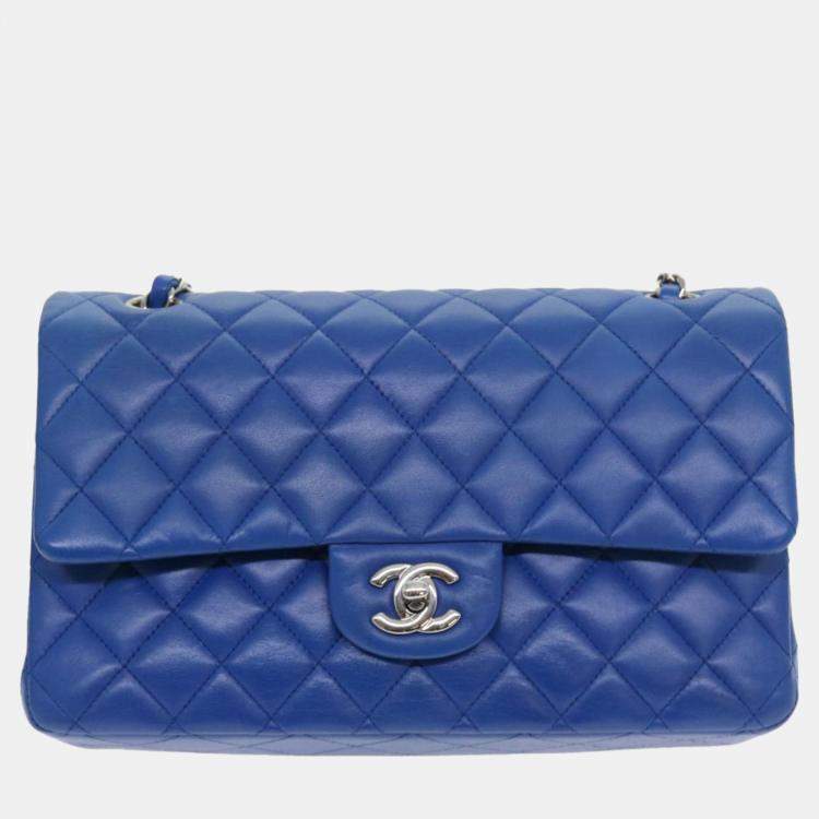 Chanel Blue Leather Classic Double Flap Bag