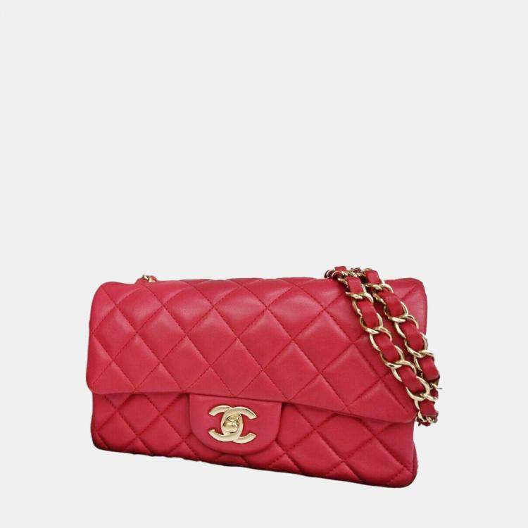 Chanel Red Leather Classic Double Flap Bag