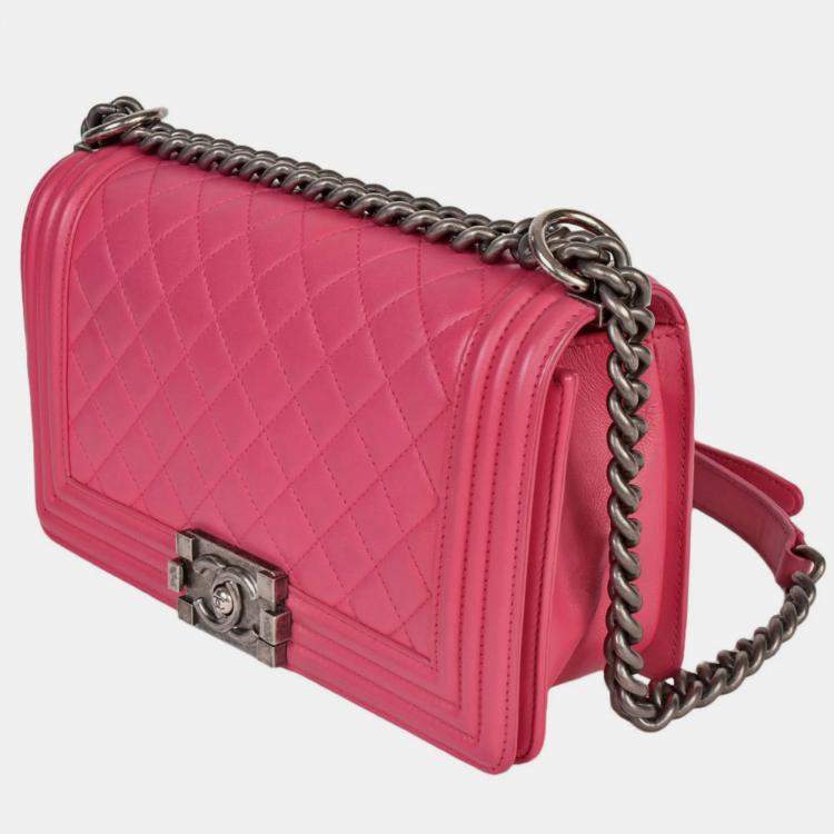 Pre Owned Chanel  Calf Leather Medium Boy Shoulder Bags