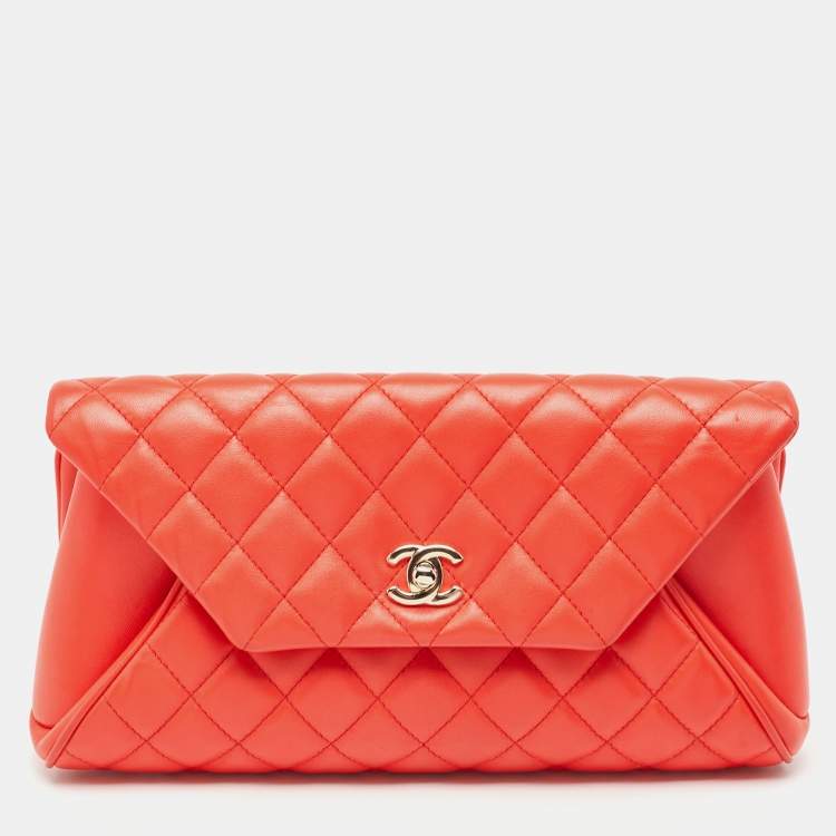 Chanel Red Quilted Lambskin Leather Fold Up Again Clutch Chanel The Luxury Closet