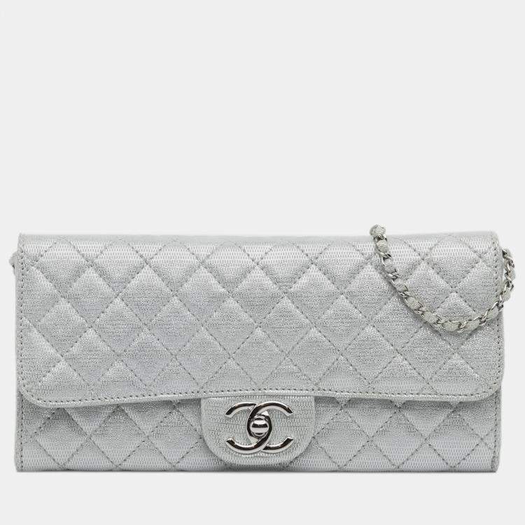 Chanel Metallic Suede East West Flap Clutch