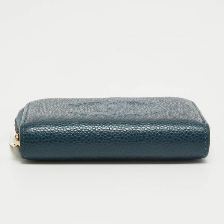 Pre Owned Chanel Dark Blue Caviar Leather CC Zip Coin Purse