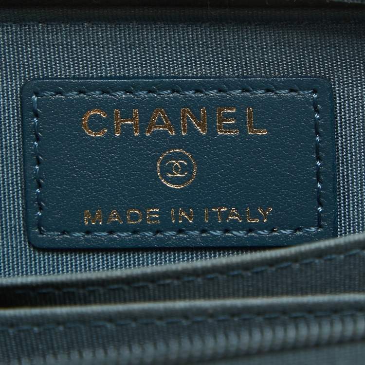 Pre Owned Chanel Dark Blue Caviar Leather CC Zip Coin Purse