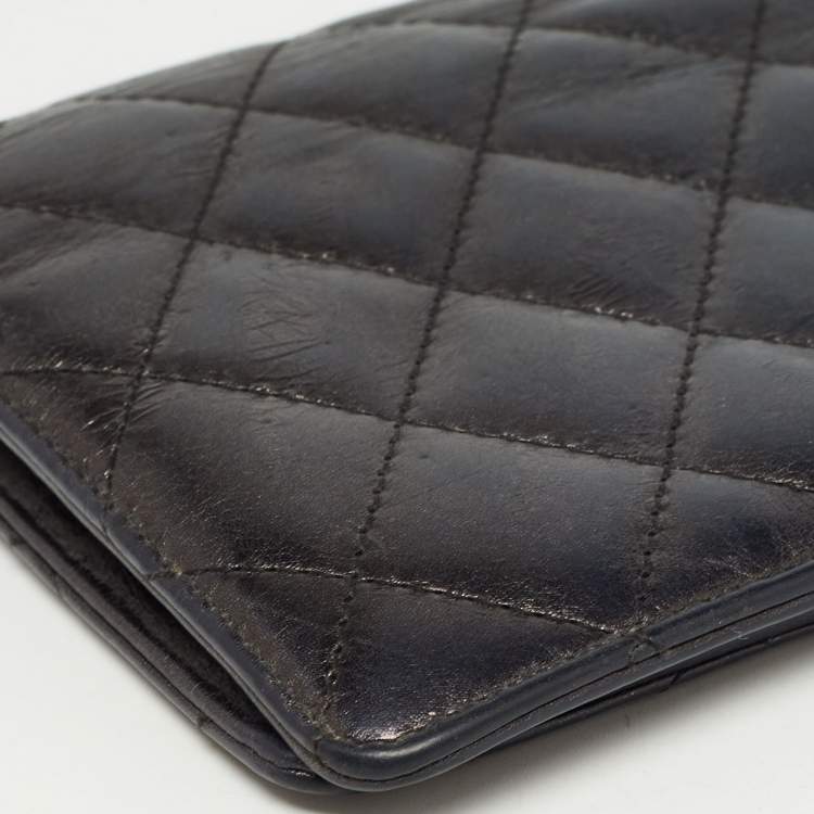 Pre Owned Chanel Black Quilted Leather Reissue Continental Wallet