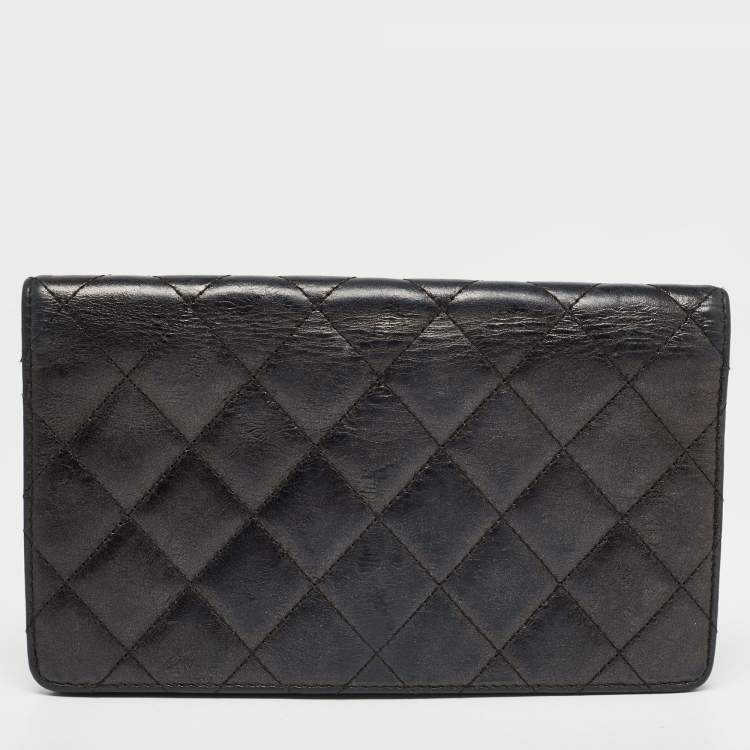 Pre Owned Chanel Black Quilted Leather Reissue Continental Wallet