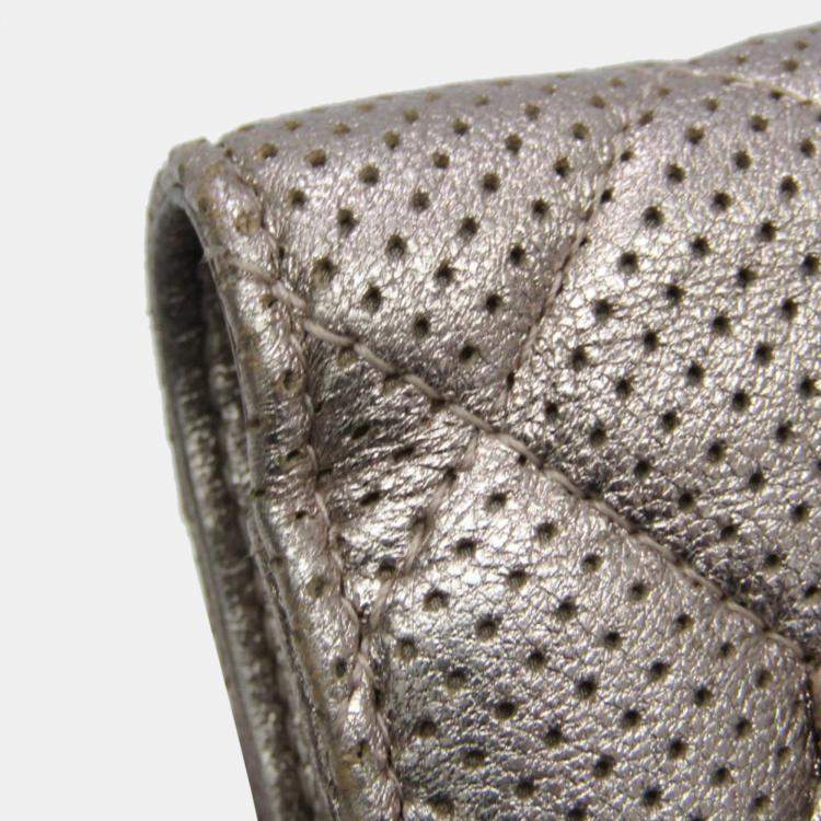 Pre Owned Chanel Silver Perforated Classic Wallet On Chain