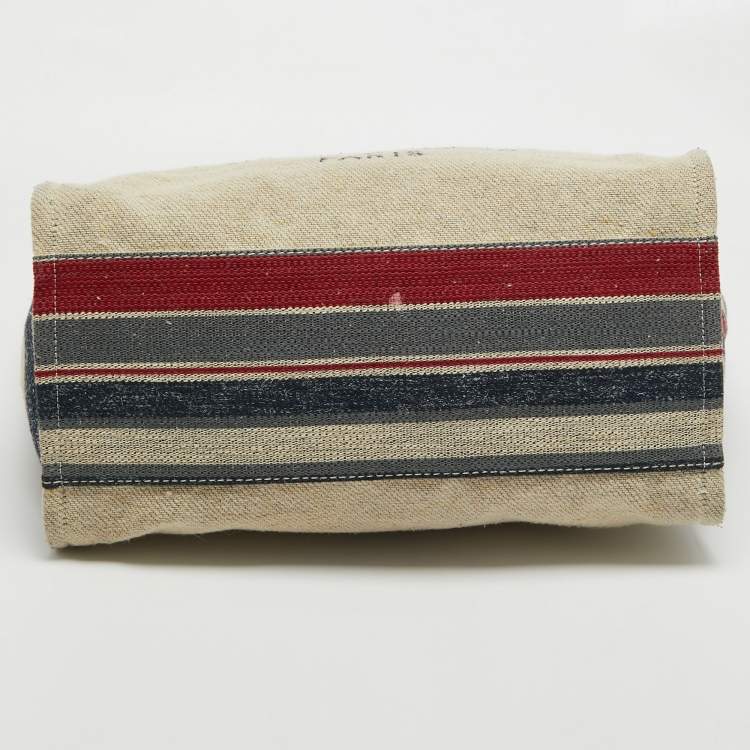 Pre Owned Chanel Multicolor Stripe Canvas and Leather Large Deauville Shopper Tote
